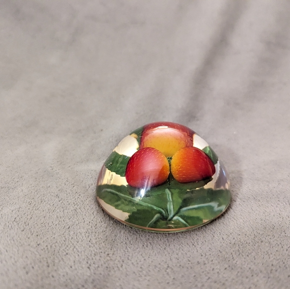Vintage Domed Lucite Paperweight with Strawberries - Picture 7 of 9
